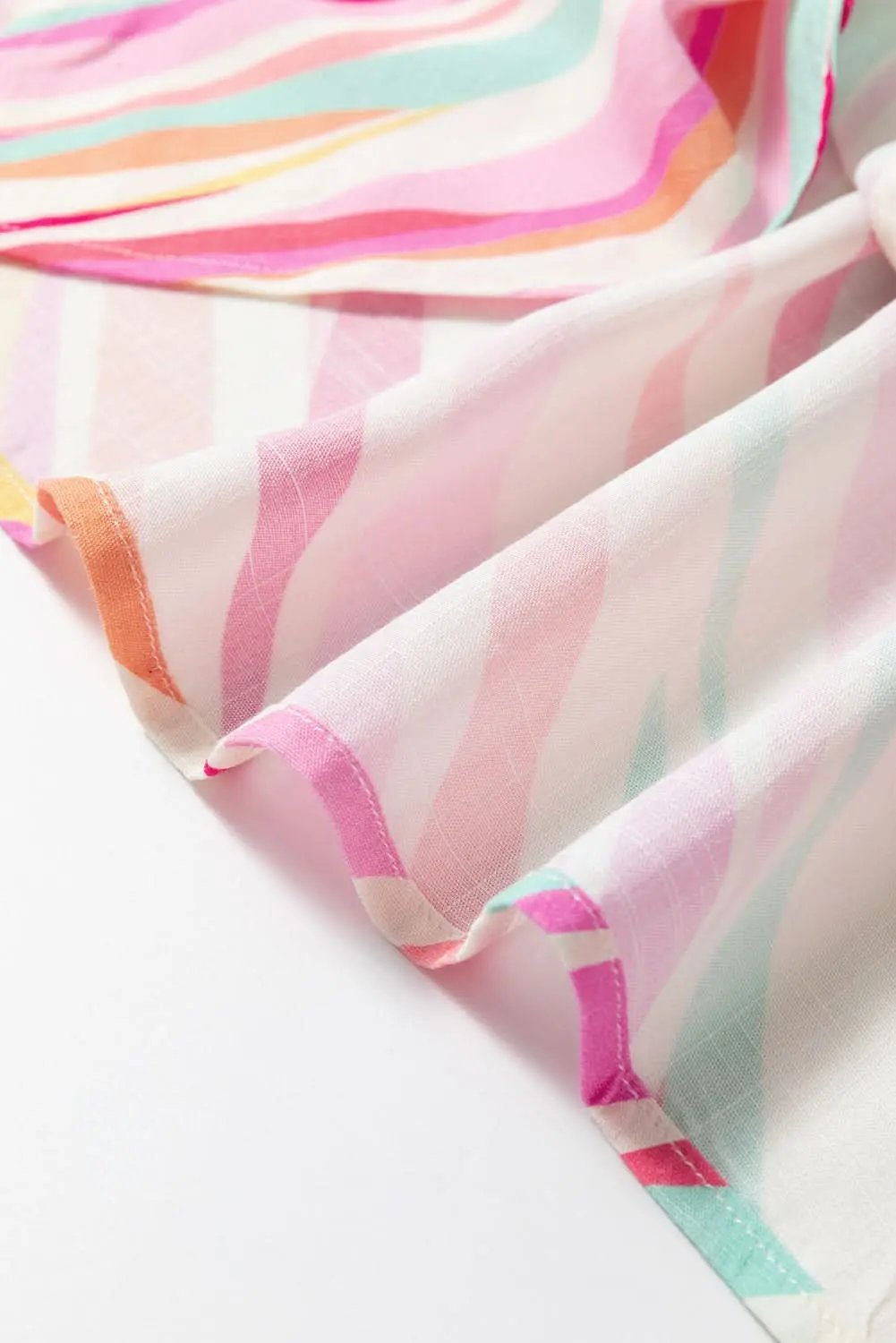 Multicolour Abstract Print High Low Short Sleeve Blouse - Love Salve